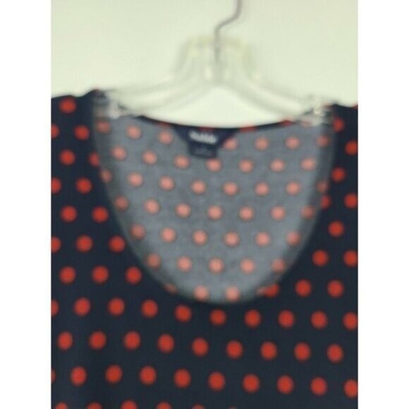 Sabie Womens Midi Dress Small Navy Red Polka Dot Uneven Ruffle Long Sleeve Fairy - Picture 2 of 9